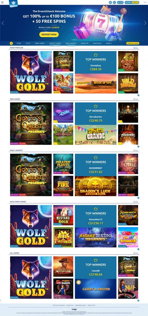 Druckgluck Casino-Testberichte 2025 – Sichern Sie sich unten einen Bonus von 300 €